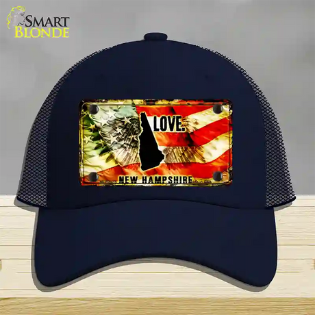 New Hampshire Love Novelty License Plate Hat Mesh / Navy