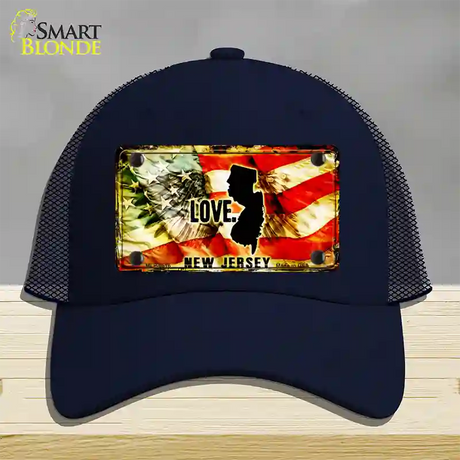 New Jersey Love Novelty License Plate Hat Mesh / Navy