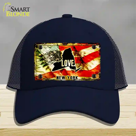 New York Love Novelty License Plate Hat Mesh / Navy