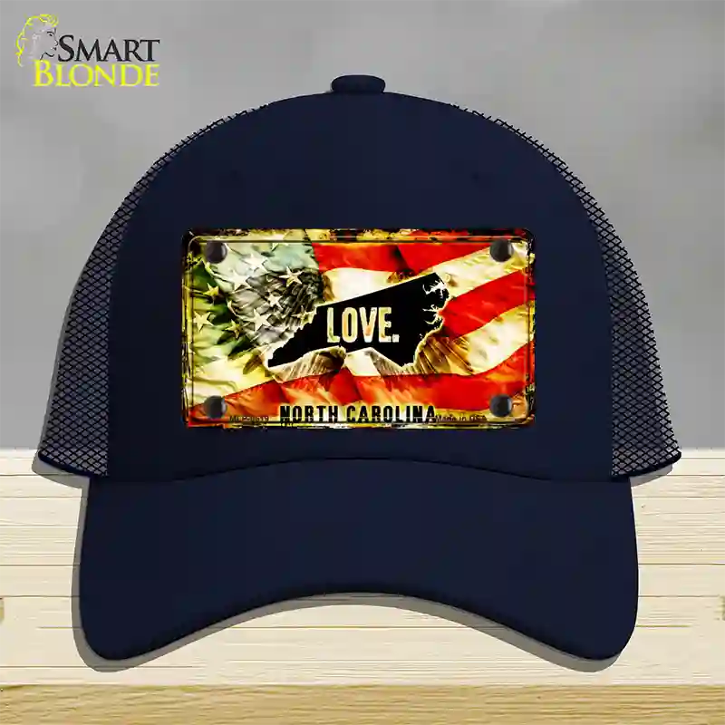 North Carolina Love Novelty License Plate Hat Mesh / Navy