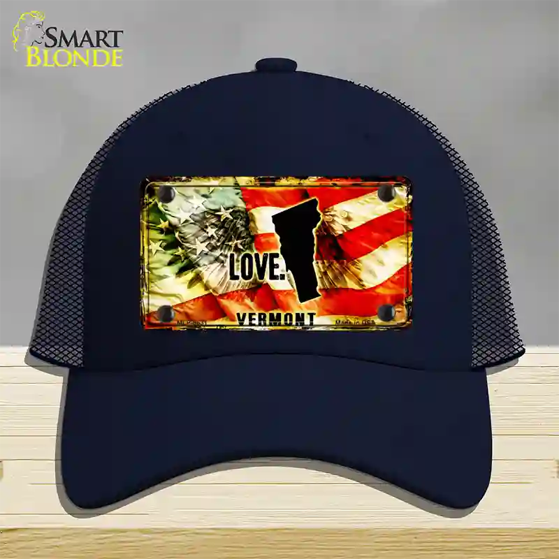 Vermont Love Novelty License Plate Hat Mesh / Navy