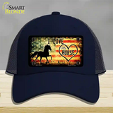 I Love My Horse Novelty License Plate Hat Mesh / Navy