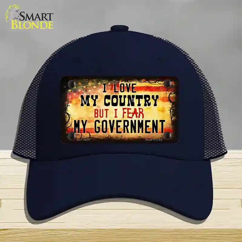 I Love My Country Novelty License Plate Hat Mesh / Navy