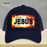 Follow Jesus This Close Novelty License Plate Hat Mesh / Navy