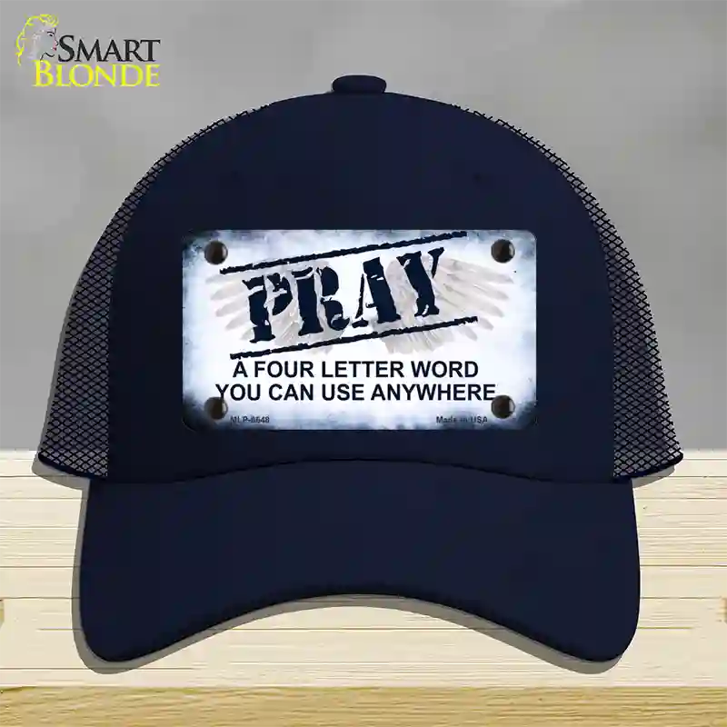 Pray Novelty License Plate Hat Mesh / Navy