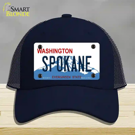 Spokane Washington Novelty License Plate Hat Mesh / Navy