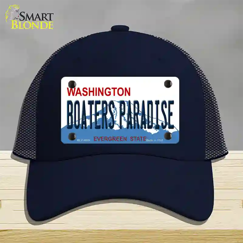 Boaters Paradise Washington Novelty License Plate Hat Mesh / Navy