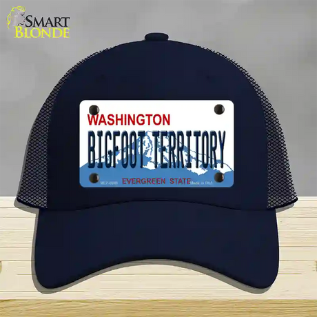 Bigfoot Territory Washington Novelty License Plate Hat Mesh / Navy