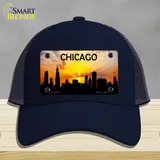 Chicago Silhouette Novelty License Plate Hat Mesh / Navy