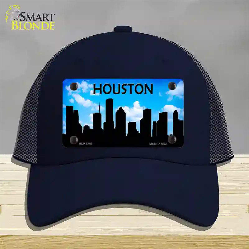 Houston Silhouette Novelty License Plate Hat Mesh / Navy