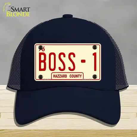 Boss 1 Novelty License Plate Hat Mesh / Navy