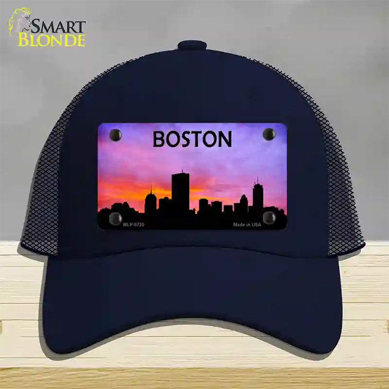 Boston Silhouette Novelty License Plate Hat Mesh / Navy