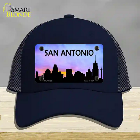 San Antonio Silhouette Novelty License Plate Hat Mesh / Navy