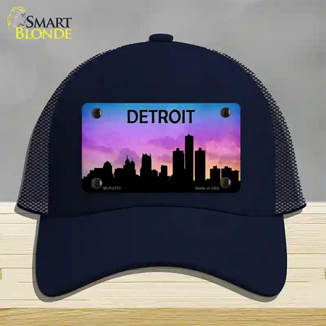 Detroit Silhouette Novelty License Plate Hat Mesh / Navy