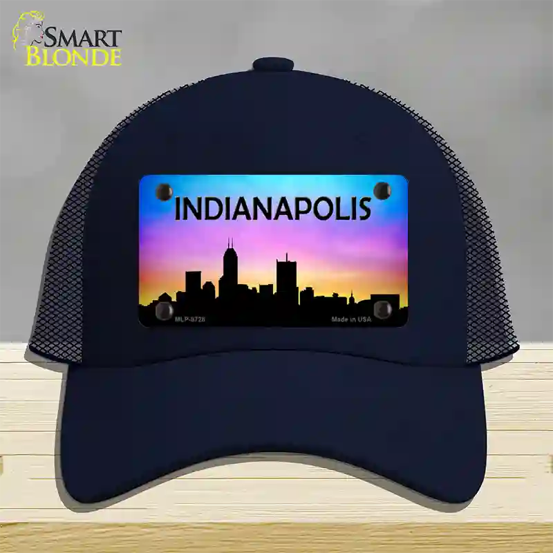 Indianapolis Silhouette Novelty License Plate Hat Mesh / Navy