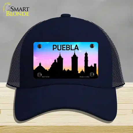 Puebla Silhouette Novelty License Plate Hat Mesh / Navy