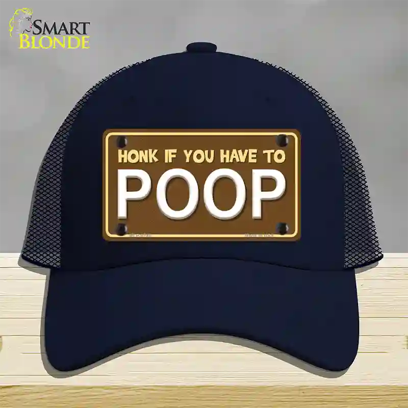 Honk If You Have To Poop Novelty License Plate Hat Mesh / Navy