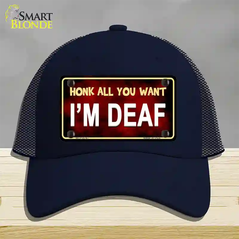 Honk All You Want Novelty License Plate Hat Mesh / Navy