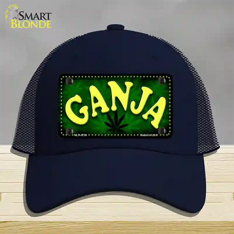 Ganja Novelty License Plate Hat Mesh / Navy