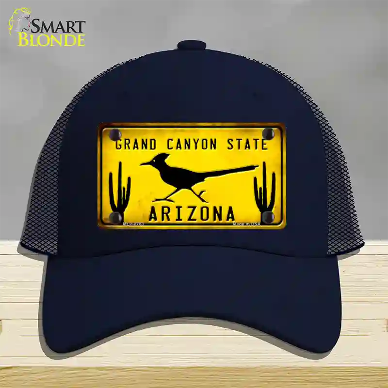 Roadrunner Yellow Arizona Grand Canyon State Novelty License Plate Hat Mesh / Navy