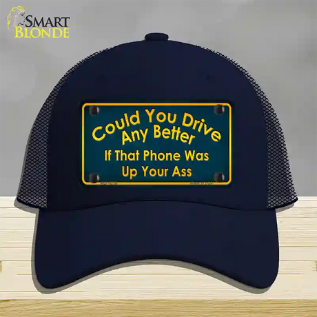 Could You Drive Novelty License Plate Hat Mesh / Navy