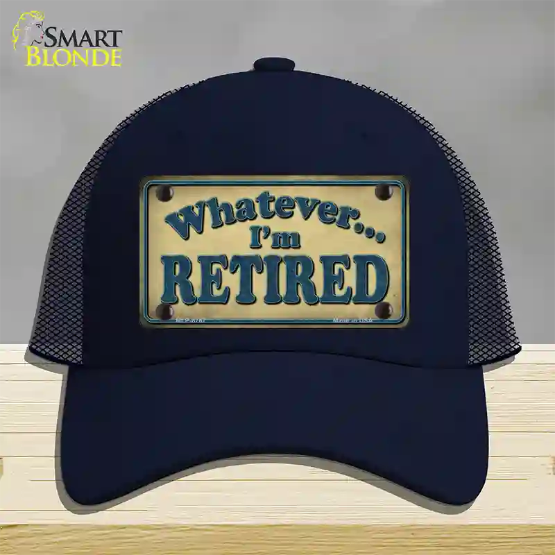 Whatever Im Retired Novelty License Plate Hat Mesh / Navy