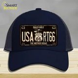 Bald Eagle Route 66 Novelty License Plate Hat Mesh / Navy