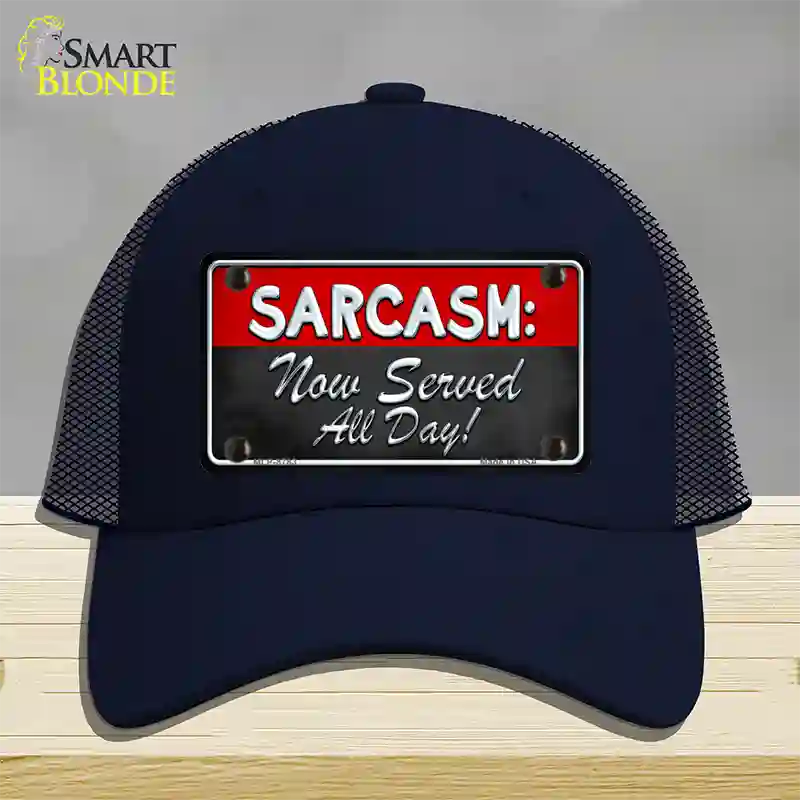 Sarcasm Novelty License Plate Hat Mesh / Navy