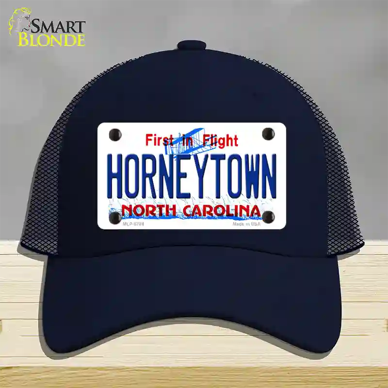 Horneytown North Carolina Novelty License Plate Hat Mesh / Navy