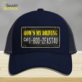 Hows My Driving Novelty License Plate Hat Mesh / Navy