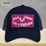 Bitch Please Novelty License Plate Hat Mesh / Navy