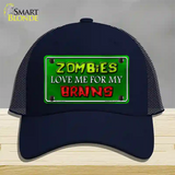 Zombies Love Me Novelty License Plate Hat Mesh / Navy