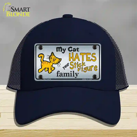 My Cat Hates Novelty License Plate Hat Mesh / Navy