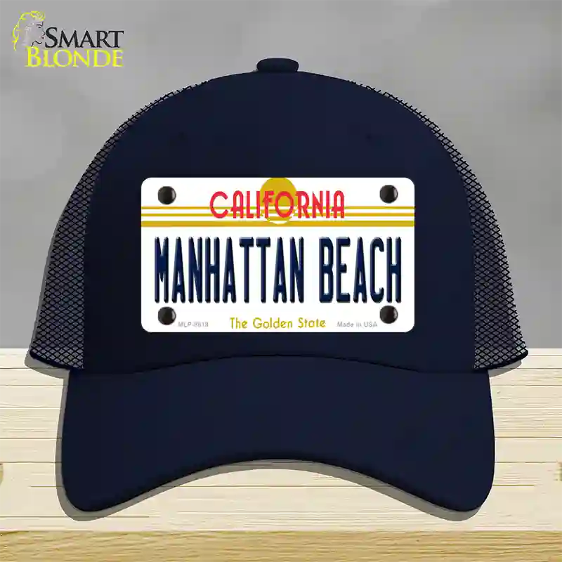 Manhattan Beach CA Novelty License Plate Hat Mesh / Navy