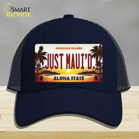 Just Mauid Sunset Novelty License Plate Hat Mesh / Navy