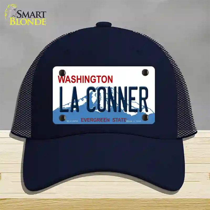 La Conner Washington Novelty License Plate Hat Mesh / Navy