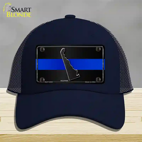 Delaware Thin Blue Line Novelty License Plate Hat Mesh / Navy