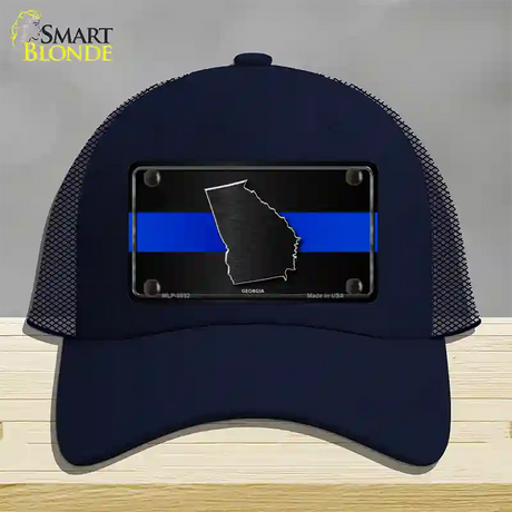 Georgia Thin Blue Line Novelty License Plate Hat Mesh / Navy