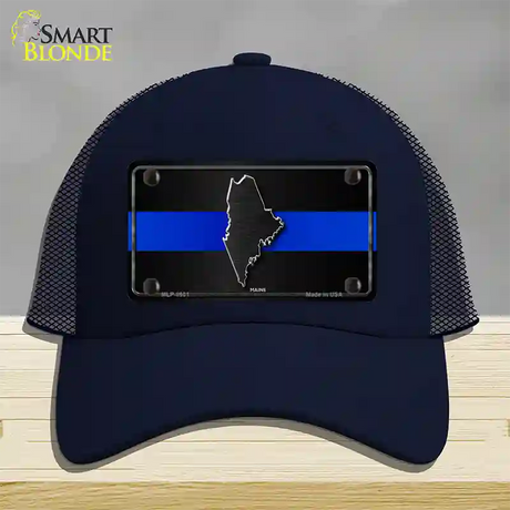 Maine Thin Blue Line Novelty License Plate Hat Mesh / Navy