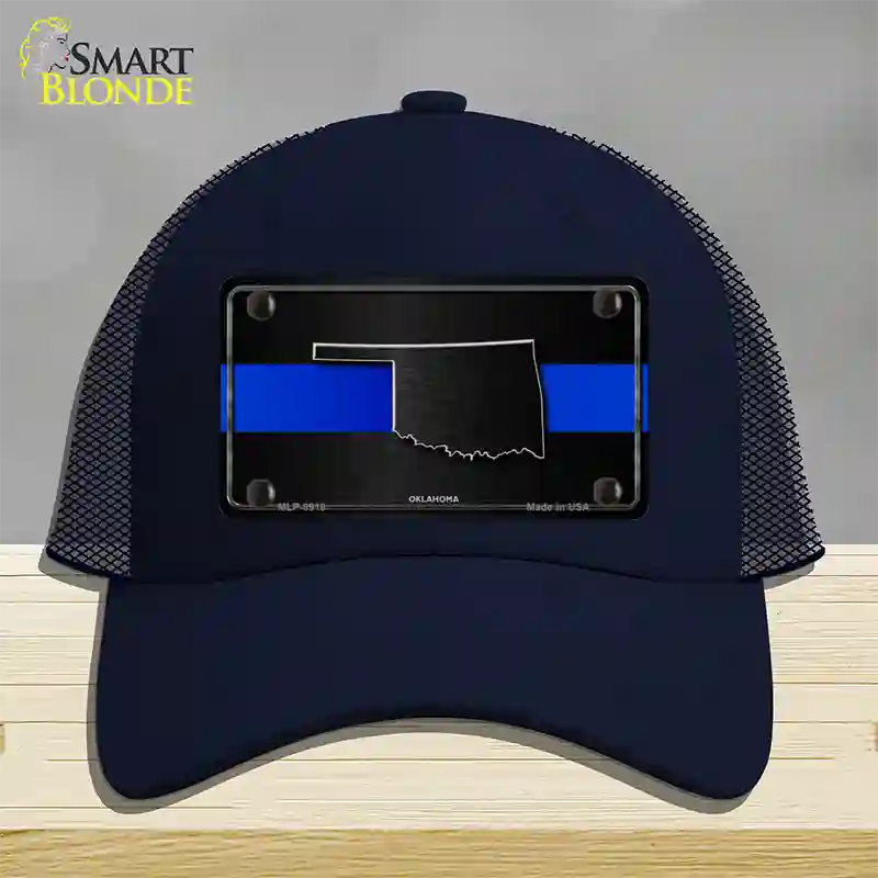 Oklahoma Thin Blue Line Novelty License Plate Hat Mesh / Navy