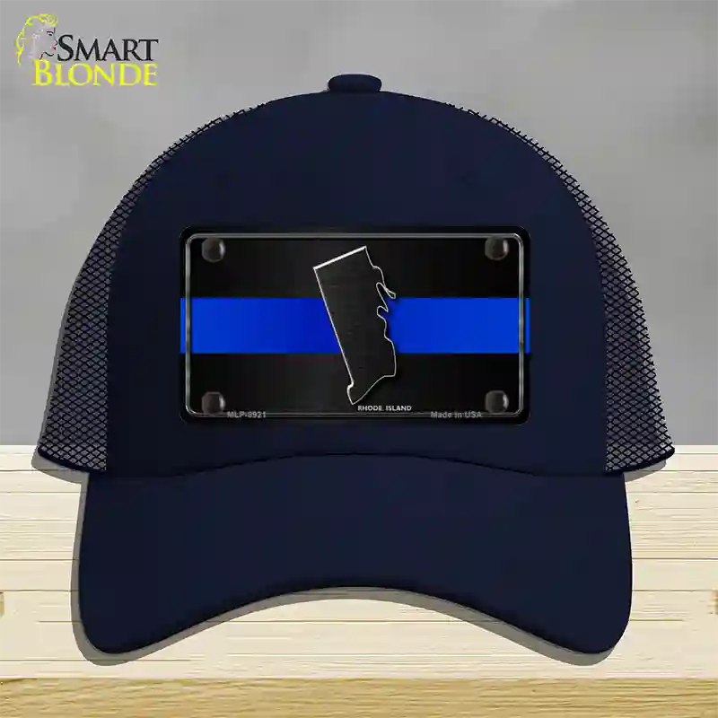 Rhode Island Thin Blue Line Novelty License Plate Hat Mesh / Navy