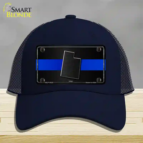 Utah Thin Blue Line Novelty License Plate Hat Mesh / Navy