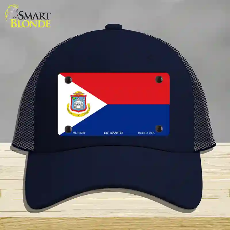 Sint Maarten Novelty License Plate Hat Mesh / Navy