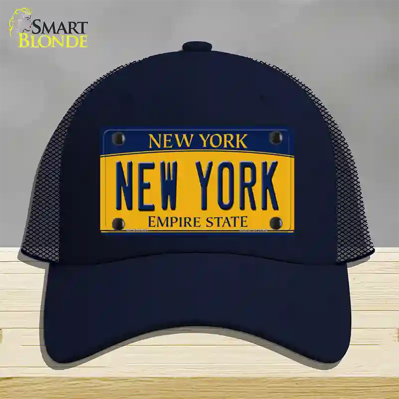 New York Yellow Novelty License Plate Hat Mesh / Navy