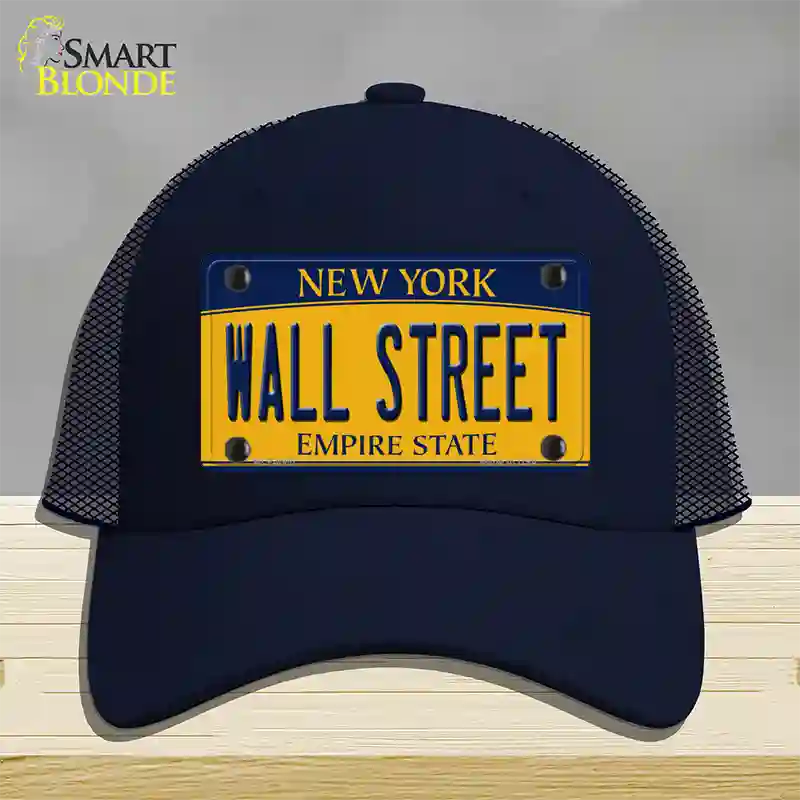 Wall Street New York Novelty License Plate Hat Mesh / Navy