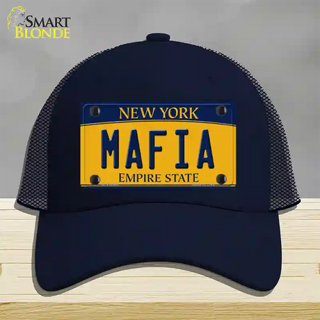 Mafia Yellow New York Novelty License Plate Hat Mesh / Navy