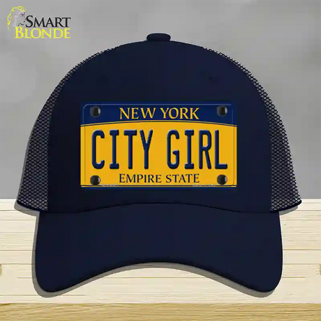 City Girl New York Novelty License Plate Hat Mesh / Navy