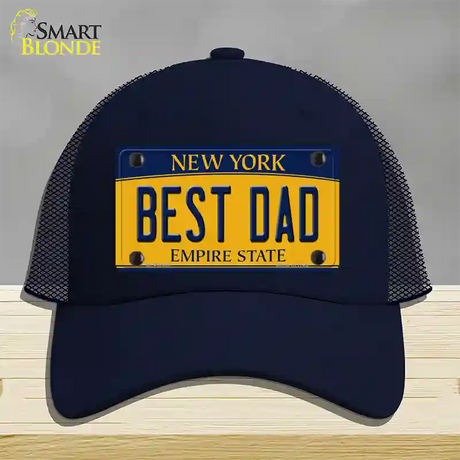 Best Dad New York Novelty License Plate Hat Mesh / Navy