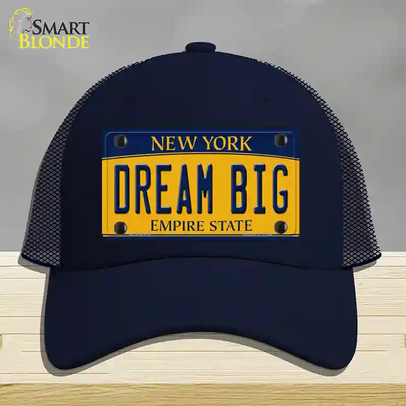 Dream Big New York Novelty License Plate Hat Mesh / Navy