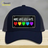 More Love Less Hate Rainbow Novelty License Plate Hat Mesh / Navy